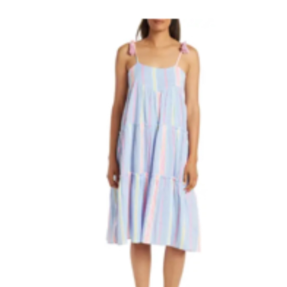NWT Stripe tassel strap tiered shift dress. Loose and flowy